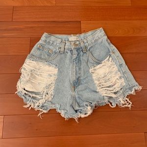 Thrifted distressed high waisted shorts size 25
